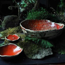 komplet misek ceramicznych mandala czerwona