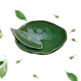 ceramiczna miseczka do maseczek zielona ze szpatułką