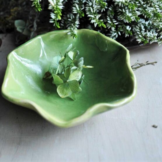 zestaw ceramiczny z miseczkami zielony artystyczne prezenty ceramiczne