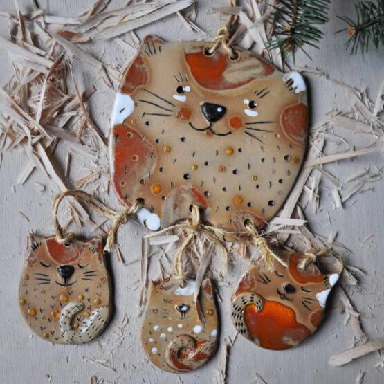 ceramiczne zawieszki na ścianę kotki do pokoju dziecięcego artystyczna ozdoby