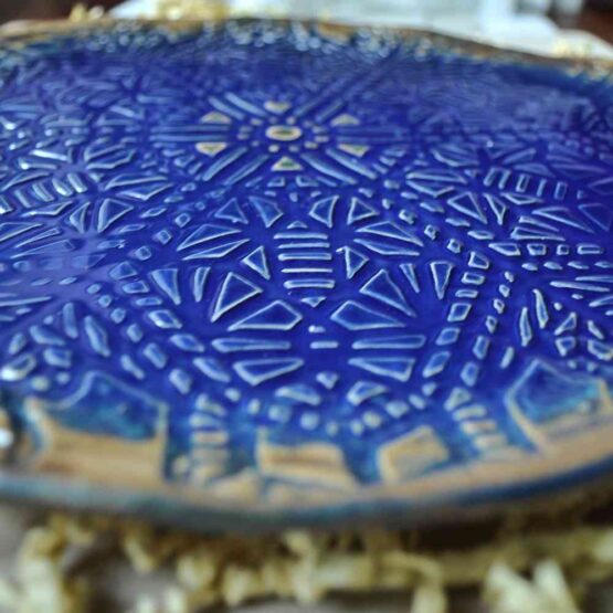 mandala ceramiczna rękodzieło artystyczne indygo